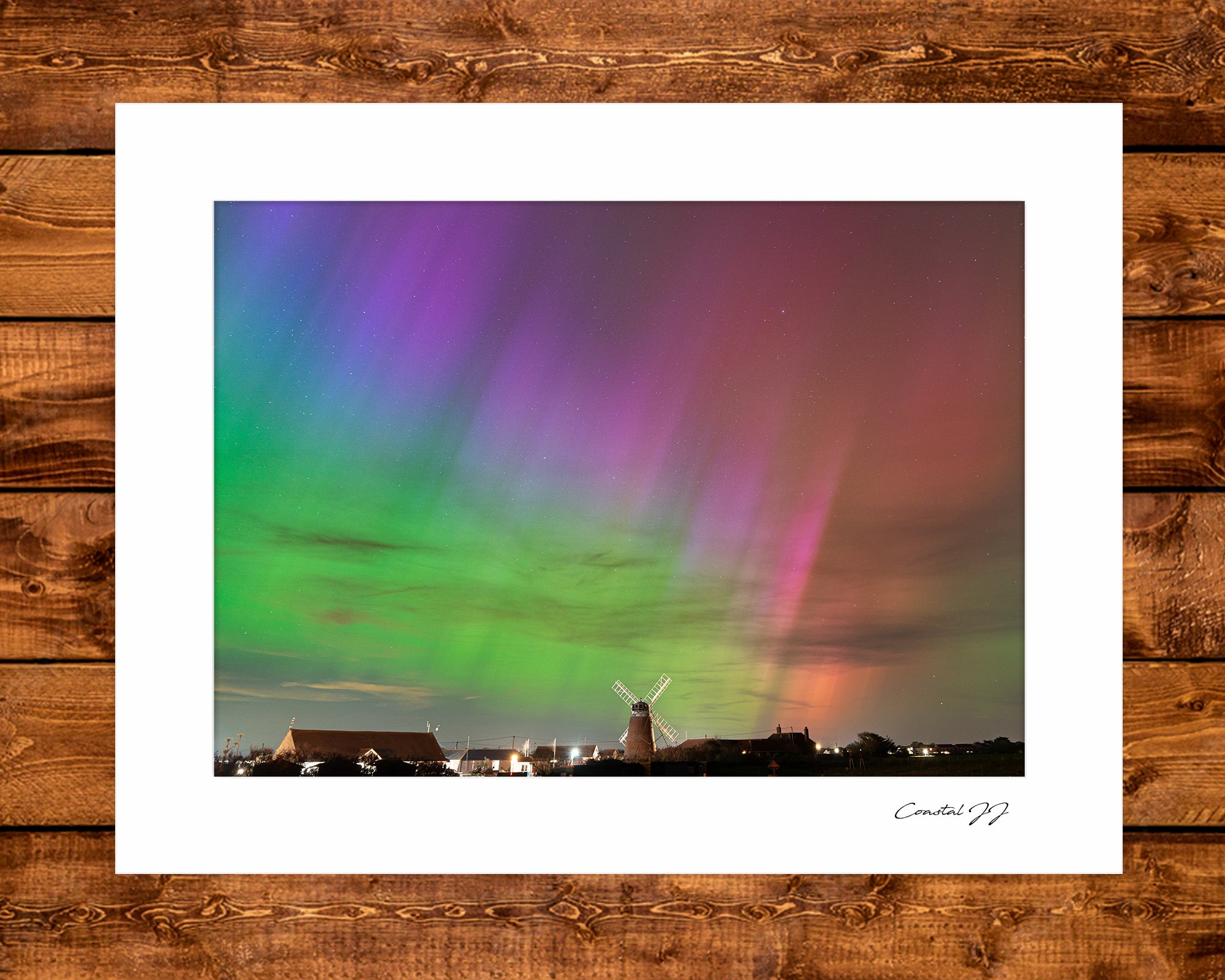 'West Sussex and the Northern Lights' Mounted Print