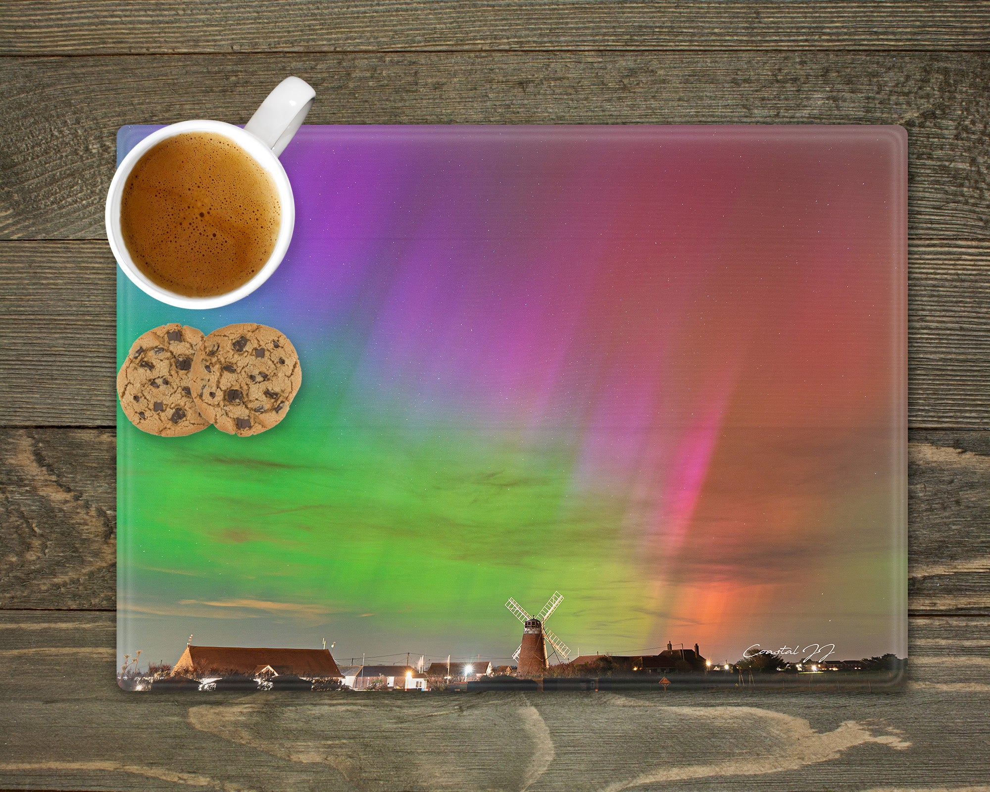 'The Northern Lights Over Medmerry Mill' - Worktop Saver