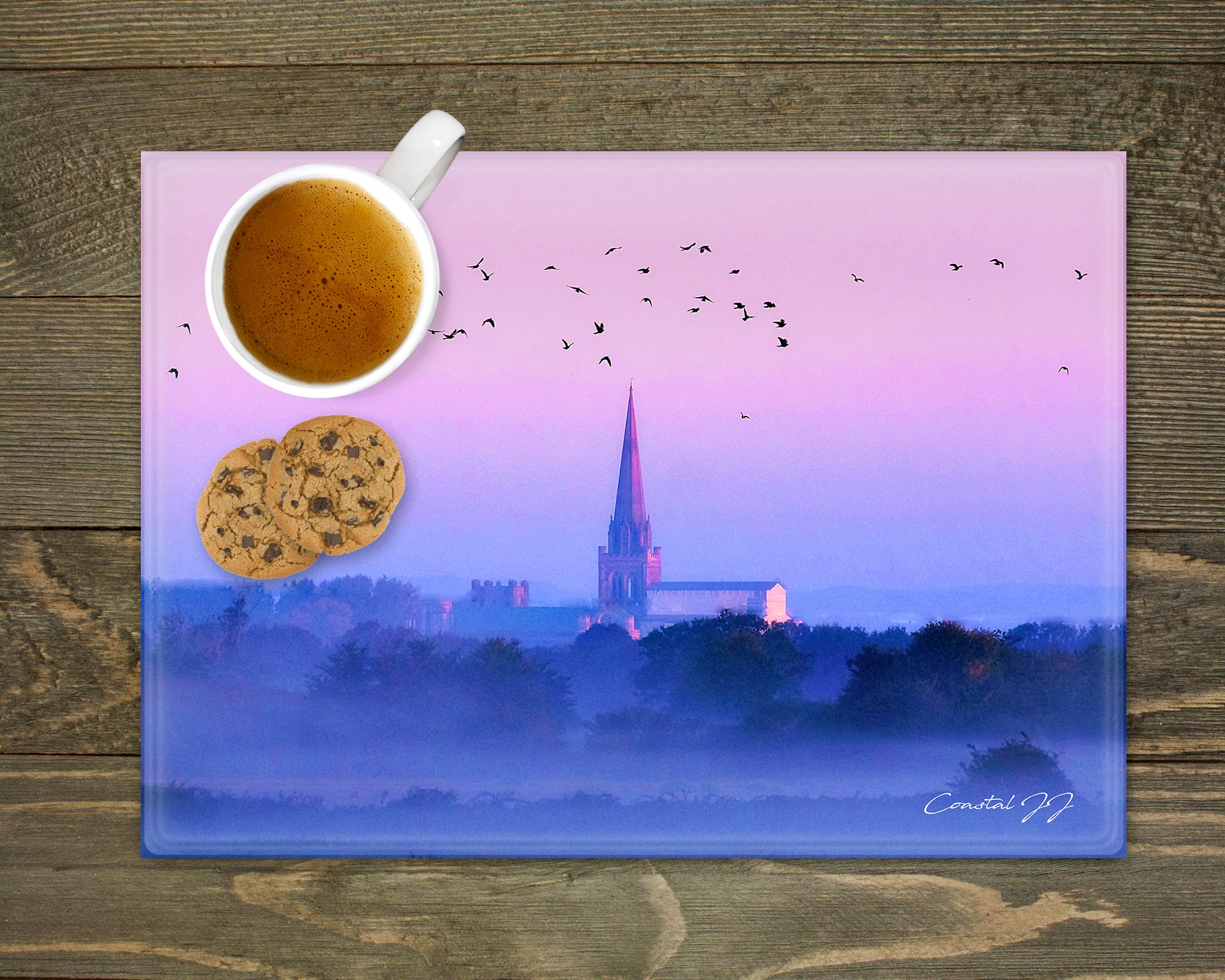 'Chichester Cathedral on a Misty Autumnal Morning' - Worktop Saver