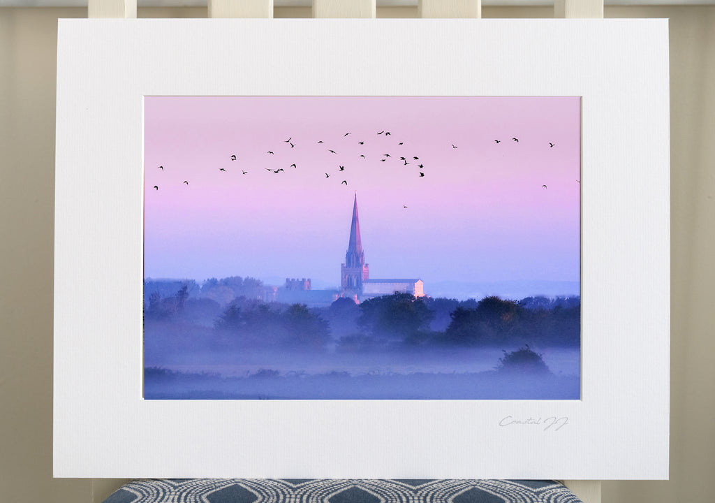 'Chichester Cathedral on a Misty Autumnal Morning' Mounted Print