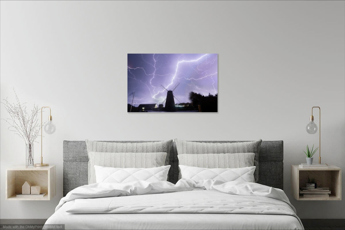 'Lightning Over Medmerry Mill - Composite' Canvas Print